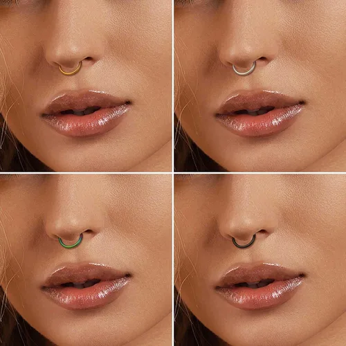 Vista 15 de Jstyle 5 anillos de acero quirúrgico 316L para la nariz, 16G, 18G, 20G, con bisagras, para la nariz, para mujeres y hombres, cartílago, arete