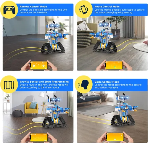 Vista 8 de Juguetes robot para niños de 8 a 16 años con aplicación o control remoto, kit de bloques de construcción programables científicos, proyectos STEM