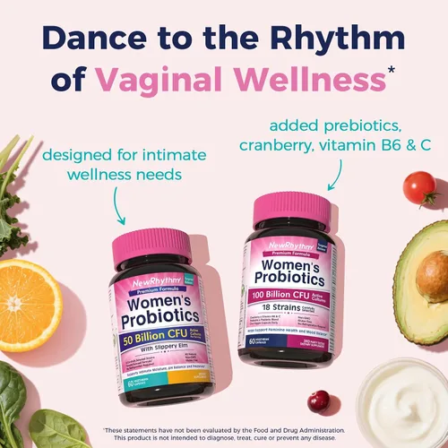 Vista 7 de NewRhythm Probióticos para mujer, corteza de olmo resbaladizo, 50 mil millones de UFC por porción, 5 cepas, totalmente naturales, sin OMG, apoyo