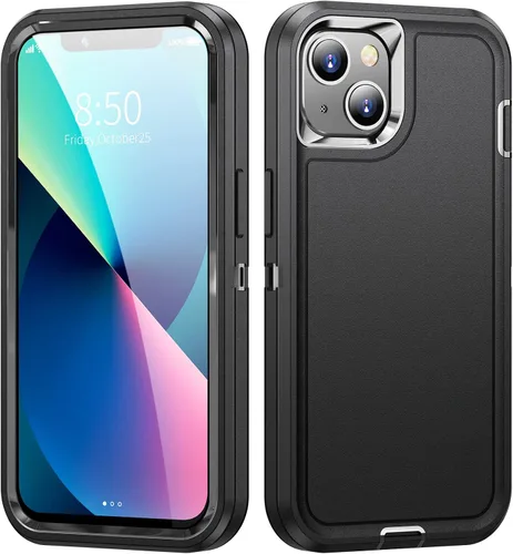 Vista 3 de Funda para iPhone 13 para hombre, híbrida a prueba de caídas, resistente, a prueba de golpes, ajuste delgado, funda protectora para iPhone 13/14