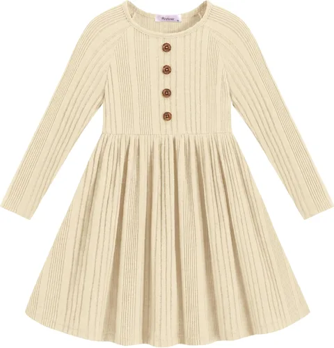 Vista 8 de Arshiner Suéter de manga larga para niñas pequeñas, vestidos de otoño e Verde