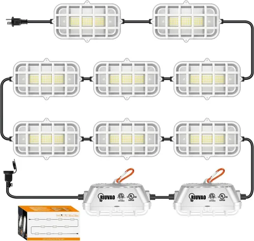 Vista 9 de RIUVAO - Cadena de luces LED de construcción de 50 pies, 75 W, 7500 lm, impermeable, IP67, luces de trabajo, luces temporales de construcción