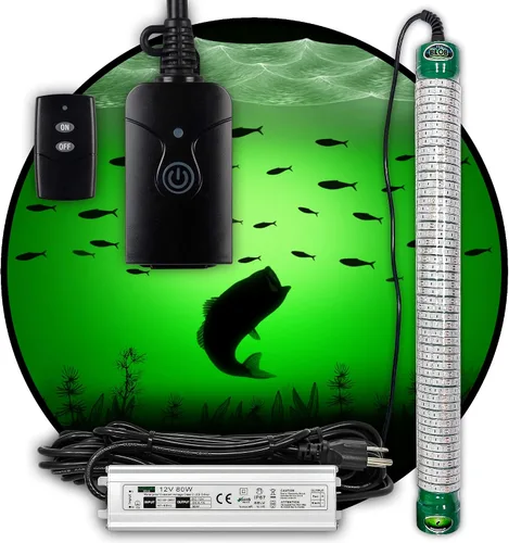 Vista 10 de Green Blob Outdoors Nueva Luz de Pesca Submarina de 110 Voltios para Muelles, LED con Temporizador de Fotocélula y Control Remoto, Luz Atrayente