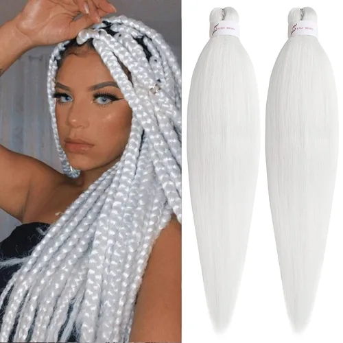 Vista 21 de Unionbeauty - Cabello trenzado preestirado de 16 pulgadas, 8 paquetes de cabello rubio trenzado con agua caliente, textura Yaki, trenzas