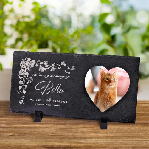 Vista 33 de Farfume Piedras conmemorativas personalizadas para mascotas con foto y texto Marcadores personalizados para tumbas para mascotas Lápidas