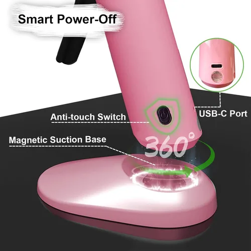 Vista 2 de Kit de pistola de pegamento caliente inalámbrica MONVICT, pistola de pegamento rosa mini recargable USB-C con 40 piezas de barras de pegamento