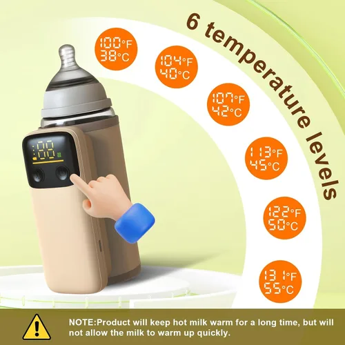 Vista 2 de Calentador de botellas portátil para viajes, calentamiento rápido, calentador de botellas de viaje con pantalla de temperatura alimentado por