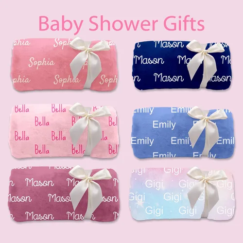 Vista 8 de DayOfShe Mantas personalizadas con nombre para niñas y niños, manta de baby shower, regalos personalizados con nombre para adolescentes, niñas