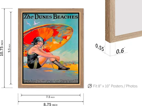 Vista 3 de Poster Master Póster de viaje vintage, impresión retro de playas de dunas - Arte de línea South Shore - Regalo para él, ella, amante de los viajes