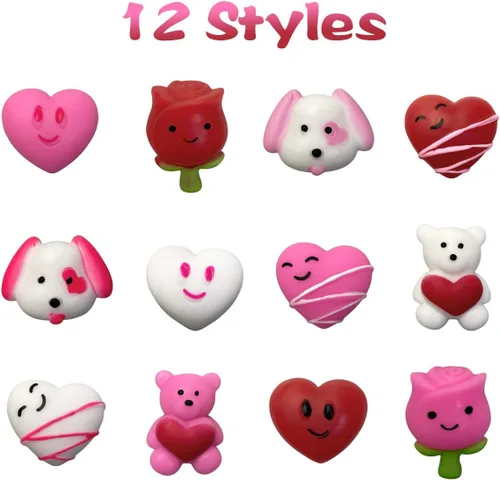 Vista 2 de 24 juguetes esponjosos Mochi para el día de San Valentín, para niños, escuela, clase, aula, tarjetas de San Valentín, regalos, premios, recuerdos