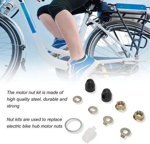 Vista 5 de VBESTLIFE Tuerca del motor, arandela de motor de acero con eje de 0.551 in bicicletas eléctricas Scooter Accesorio