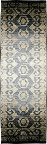 Vista 4 de SUPERIOR Catori - Alfombra rústica lavable para interiores, 2 pies 7 pulgadas x 8 pulgadas, azul/gris