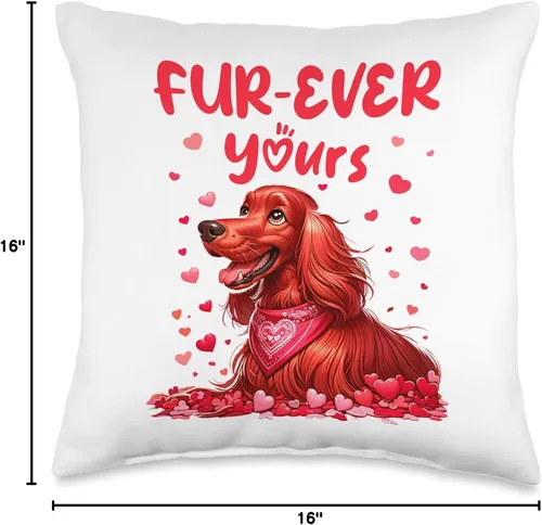 Vista 4 de Lindo perro irlandés Setter día de San Valentín piel diciendo mujeres niñas almohada tiro