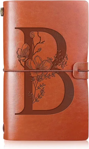 Vista 16 de Booson Diario de viaje inicial de cuero, cuaderno personalizado con monograma, regalos de apreciación, diario recargable personalizado, bloc