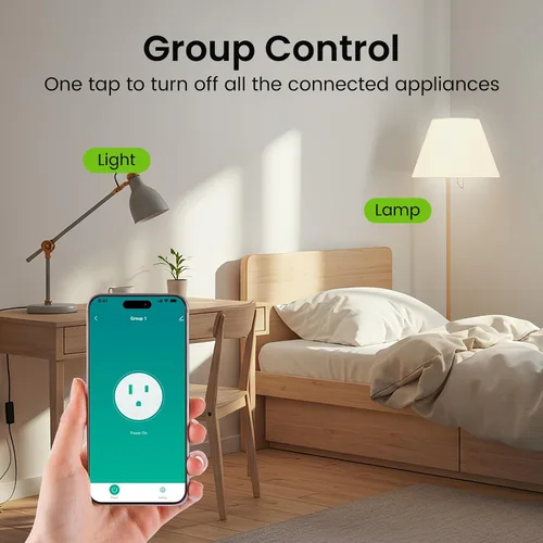 Vista 6 de [Versión mejorada] GHome Smart Mini Plug compatible con Alexa y Google Home, control remoto de toma de corriente WiFi, función de temporizador, solo