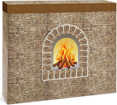 Vista 7 de Fullhawl - 26 chimeneas de cartón de Navidad 3D, ladrillo rojo