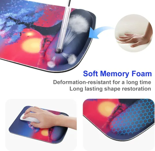 Vista 2 de Alfombrilla de mouse ergonómica para juegos con soporte de muñeca de espuma viscoelástica con base de poliuretano antideslizante para laptop, hogar