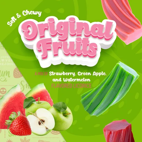 Vista 3 de Wiley Wallaby Original Fruits - Caramelo de regaliz suave y masticable