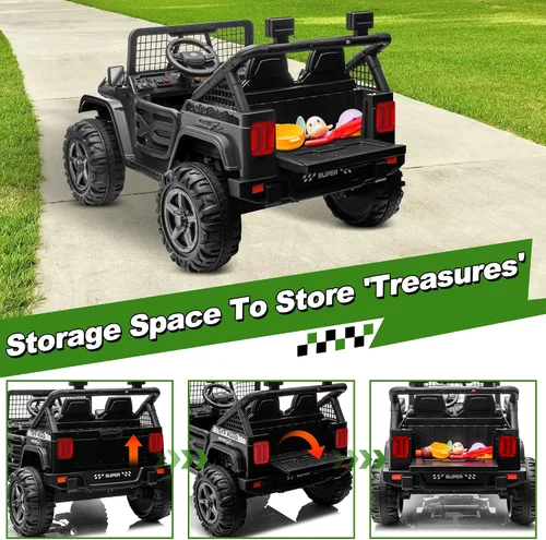 Vista 6 de Auto de paseo de 24 V con control remoto, camión conmutable XL de 2 plazas 4WD/2WD con motor de 4 x 200 W, asiento de 20 pulgadas de ancho, ruedas