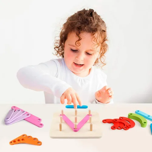 Vista 6 de Coogam Rompecabezas de madera con números y letras de construcción, bloques de apilamiento educativo, juego de juguetes con forma clasificadora