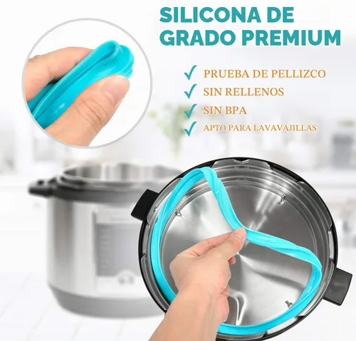 Vista 3 de Anillo sellador de silicona, pack de 3, azul cielo, cereza, y blanco transparente, para 5/6 cuarto de galón