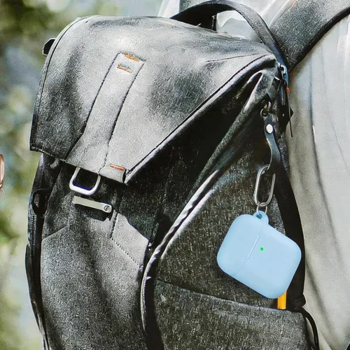 Vista 6 de Funda Protectora para AirPods 1/2, viene con kit de limpieza, funda protectora de silicona suave con hebilla, compatible con estuche de carga