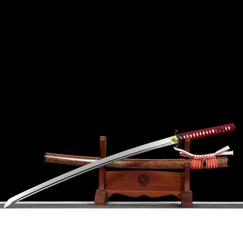 Vista 6 de Espada Katana Samurai de espiga completa, acero de alto carbono 1060, pulido de espejo, práctica, afilada de afeitar, espada japonesa de 41 pulgadas