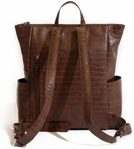Vista 3 de Freshly Picked Mini mochila minimalista para pañales, Chocolate Croc, Único