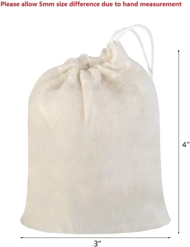 Vista 2 de Tayfremn Bolsas de algodón con cordón, bolsa de muselina reutilizable, bolsas de algodón natural con cordón, bolsa de regalo a granel, bolsa