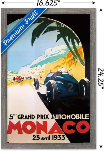 Vista 3 de Trends International Grandprix Automobile Monaco 1933 - Póster de pared Versión enmarcada Barnwood