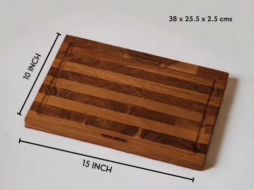 Vista 4 de Vesta Homes Tabla de Cortar de Madera de Fibra Final 15 x 10 pulgadas Tabla de Cortar y Servir/Bloque para Verduras, Frutas, Queso y Charcutería