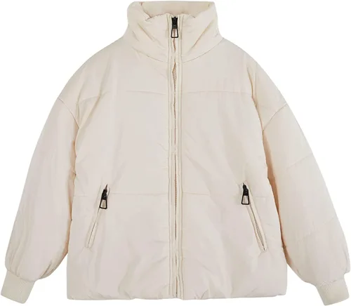 Vista 2 de Chaqueta de invierno para niñas, de manga larga, con cremallera completa, de gran tamaño, holgada, con burbujas
