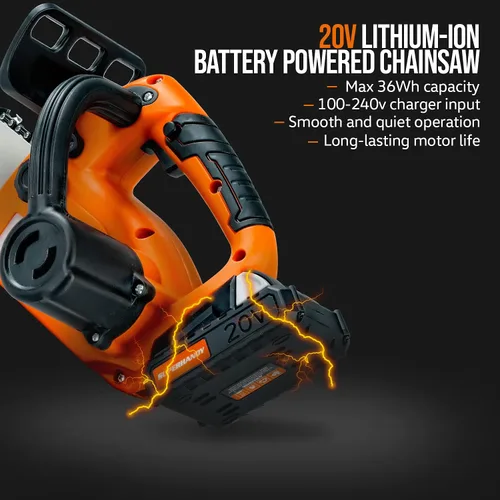 Vista 3 de SuperHandy Mini motosierra eléctrica inalámbrica de 8 pulgadas 20 V 2.0 Ah ligero árbol de madera corte forestal paisajismo