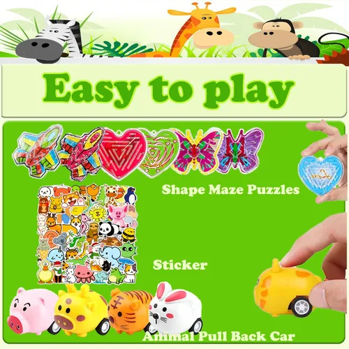 Vista 4 de Dilycery 107 juguetes de recuerdo de fiesta, juguetes de caja del tesoro para el aula, juguetes Pop Fidget Toys Cofre del tesoro para niños premios