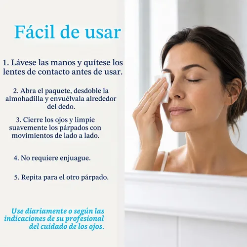 Vista 3 de OCuSOFT Lid Scrub PLUS - Toallitas para párpados prehumedecidas de uso continuo para condiciones moderadas a graves - Limpiador de párpados