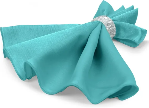 Vista 7 de Ultimate Textile -1 docena - Reversible Shantung Satin - Majestic - Servilletas de tela Majestic de 17 x 17 pulgadas azul caribeño