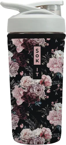 Vista 31 de Sok It BotlSok Botella Mezcladora de Proteínas con Funda Aislante de Neopreno (Floral Abstracto, Se Ajusta a Mezcladoras de 24oz)