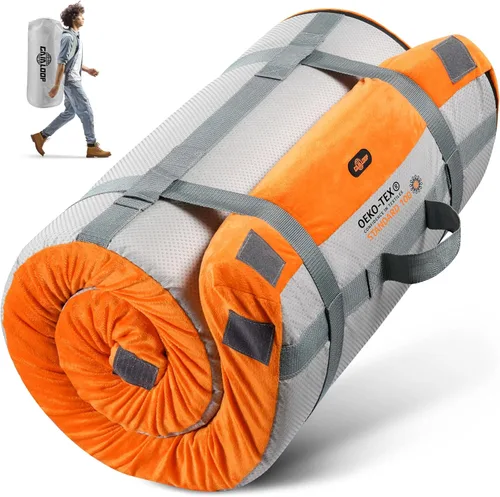 Vista 35 de GAIALOOP Colchón de Espuma Viscoelástica de 3 Pulgadas para Acampar, Almohadilla de Dormir de Doble Capa Gruesa para Coche, Tienda, Cama