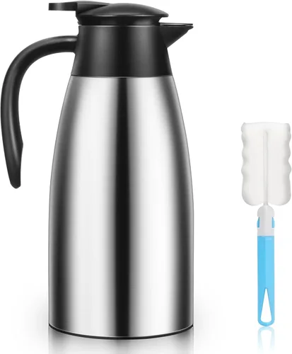 Vista 8 de 1 unidad de Jarra de café térmica de 68 OZ, Jarra de café aislada de acero inoxidable de doble pared con vacío térmico y cepillos, Termo
