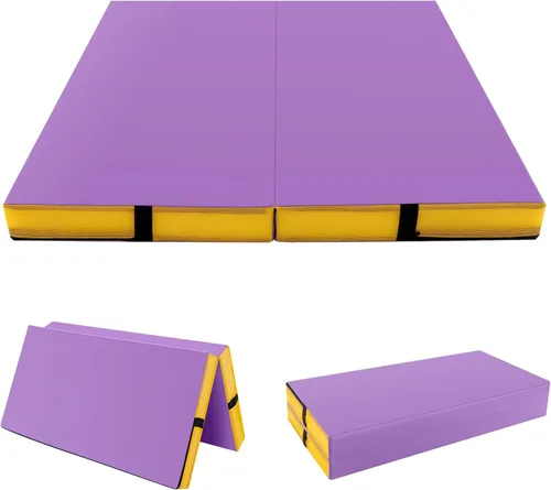 Vista 10 de Giantex Colchoneta de gimnasia plegable de 4 x 4 pies con asas de transporte, tapete bio-plegable para niños y animadoras