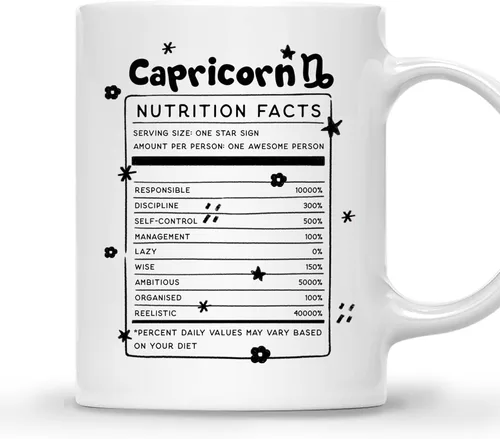 Vista 8 de Gossby Aquarius Nutrition Fact Taza de café – Regalo del signo del zodiaco para mujeres, cumpleaños, regalo de astrología de Navidad para mujeres