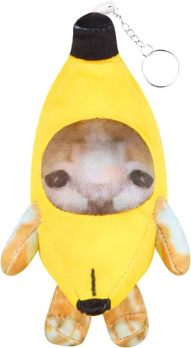 Vista 8 de Llavero de peluche de gato de plátano que llora, adornos divertidos felices del animal de peluche del gato del sonido del bebé