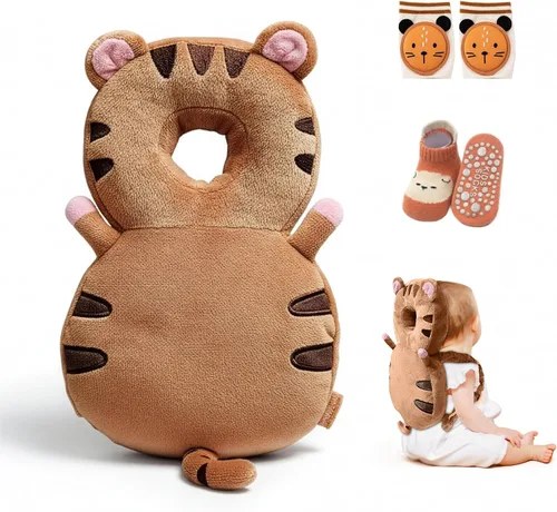 Vista 16 de HippoBaby Mochila protectora de cabeza de bebé, cojín de seguridad para gatear y caminar - Almohada de protección contra caídas con correas Elefante