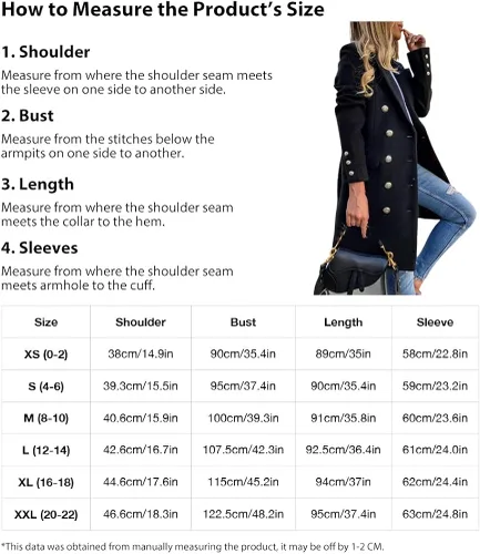 Vista 3 de IDEALSANXUN Abrigos de lana para mujer, para otoño e invierno, con doble botonadura
