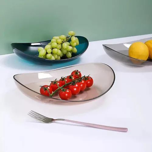 Vista 5 de HEXEH Plato de frutas para el hogar, 2 piezas, plato de frutas para el hogar, simple y moderno, mesa de café, plato de frutas secas, plato de fruta