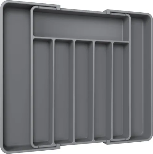 Vista 9 de Aujen Organizador de cubiertos – Organizador de cajones de cocina expandible, organizador de utensilios ajustable, bandeja de cubiertos