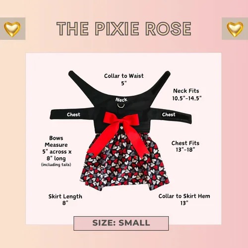 Vista 5 de El conjunto de arnés, falda y lazo Pixie Rose es la fabulosa adición a la moda para el armario de tu perro, talla S.
