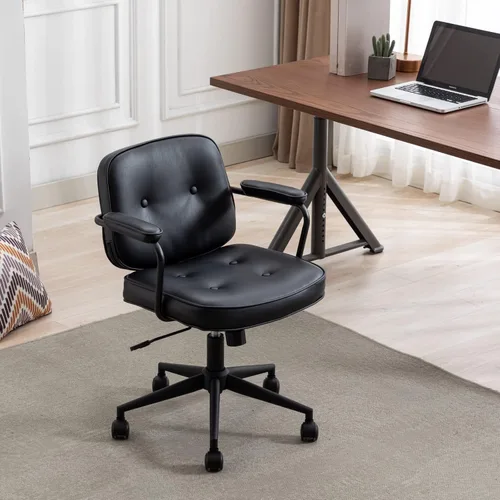 Vista 6 de Ya-Home Silla de escritorio giratoria moderna con reposabrazos, cómoda silla de computadora de altura ajustable con ruedas, silla de escritorio