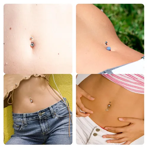 Vista 4 de Modelo de entrenamiento de práctica de piercing de ombligo falso de silicona Realistic Body Part, Navel Display Model for Acupuncture Jewelry