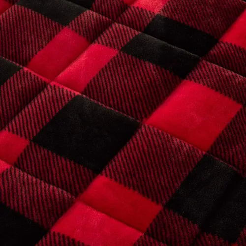 Vista 5 de Manta con peso a cuadros rojos súper suave, 15 libras, 48 x 72 pulgadas, cómoda y acogedora para un sueño reparador